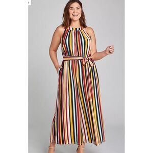 Lane Bryant‎ Striped Halter Crop Jumpsuit Size 18/20 New With Tags